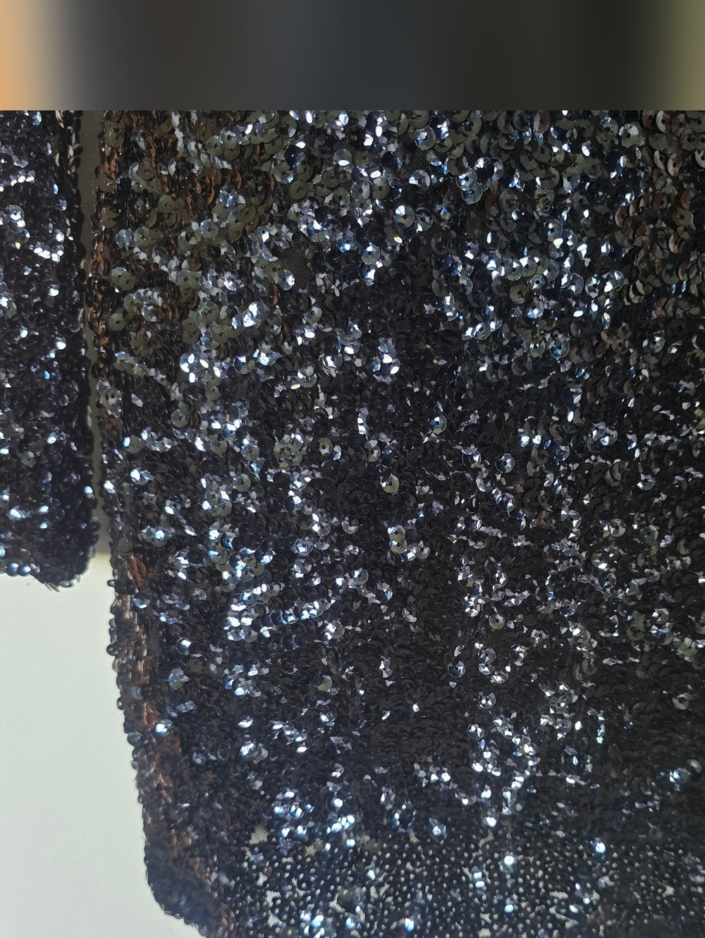 Venus Sequin Long Sleeve Mini Dress Womens size small Black Dark Blue Bodycon - Picture 4 of 13